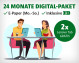 24 Monate Digital-Paket. E-Paper (Mo.-So.), inklusive M+. Nur 37,99 €/Monat. Zwei Personen an einem Tisch mit Tablets. 2x Lenovo Tab GRATIS. Jetzt bestellen!